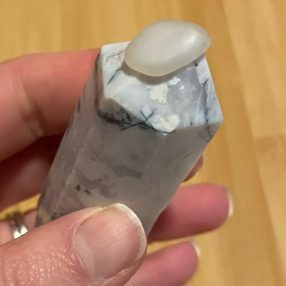 Druzy Dendritic White Agate Tower #2